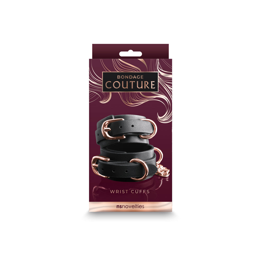 Bondage Couture Wrist Cuffs Black - Fantasies Boutique