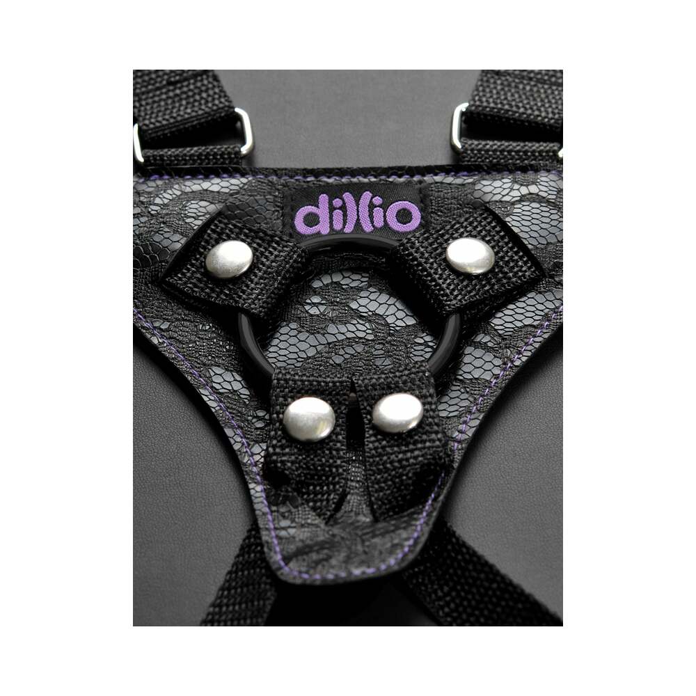 Dillio Adjustable 6 in. Strap-On Suspender Harness Set Purple/Black - Fantasies Boutique