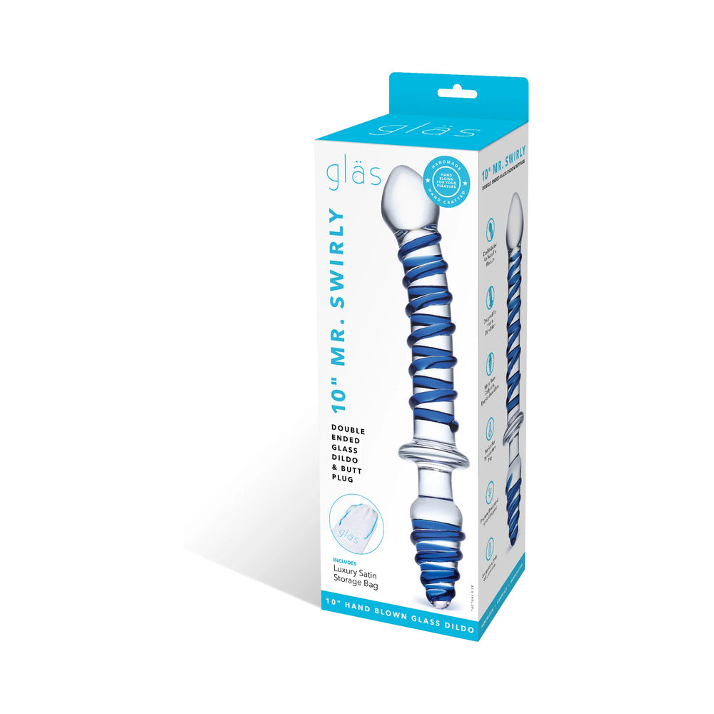 Glas 10 in. Mr. Swirly Double Ended Glass Dildo & Butt Plug - Fantasies Boutique