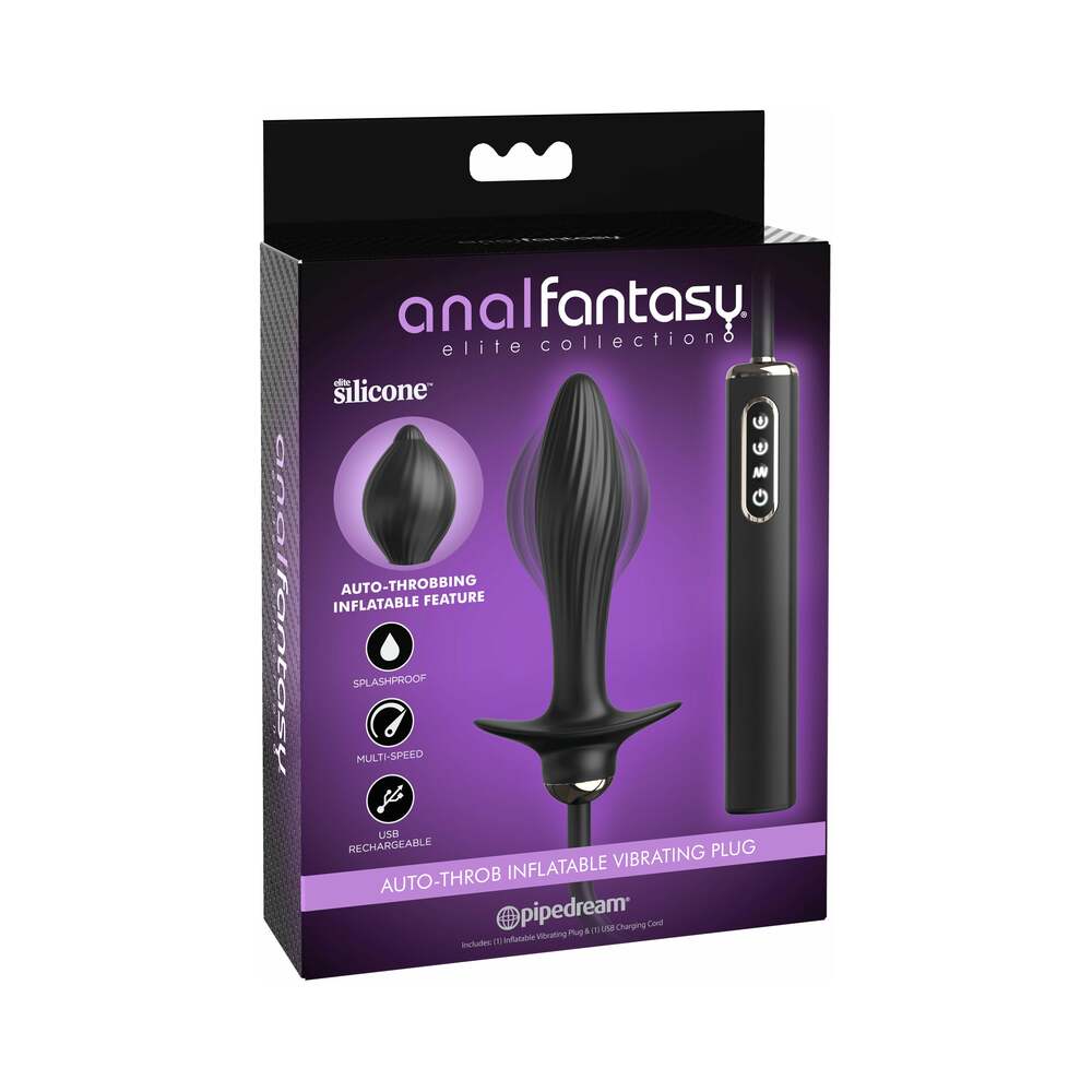 Pipedream Anal Fantasy Elite Collection Auto-Throb Inflatable Vibrating Plug Black - Fantasies Boutique