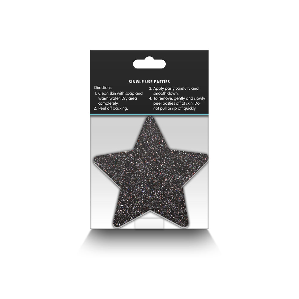 Pretty Pasties Glitter Stars Black/Gold 2 Pair