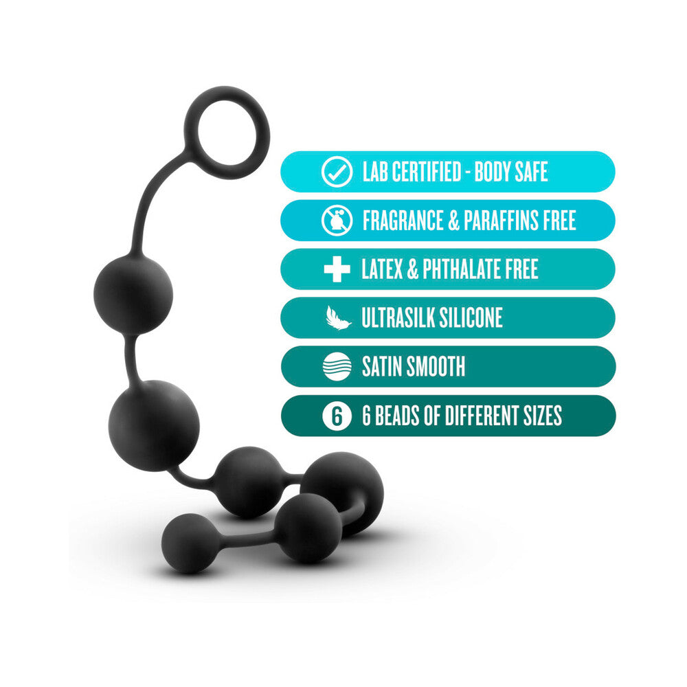 Blush Anal Adventures Platinum Silicone Large Anal Beads Black - Fantasies Boutique