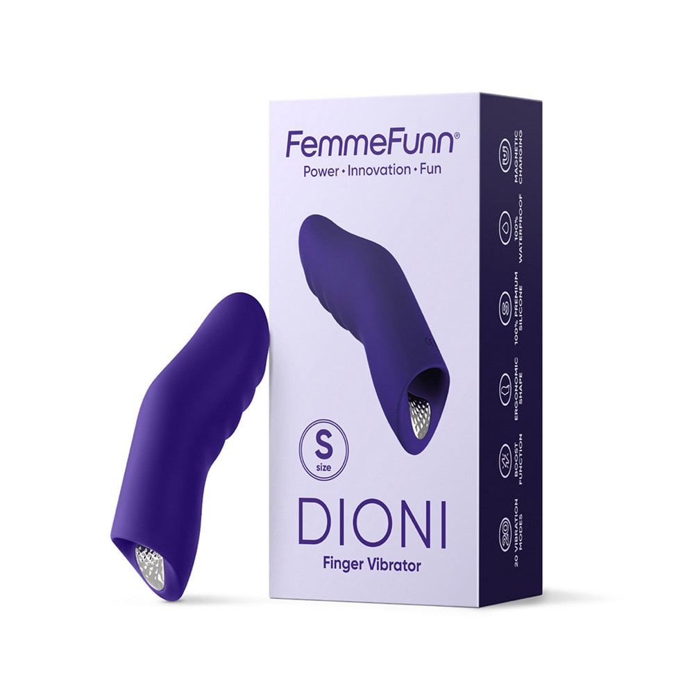 FemmeFunn Dioni Rechargeable Silicone Finger Vibrator Large Dark Purple - Fantasies Boutique