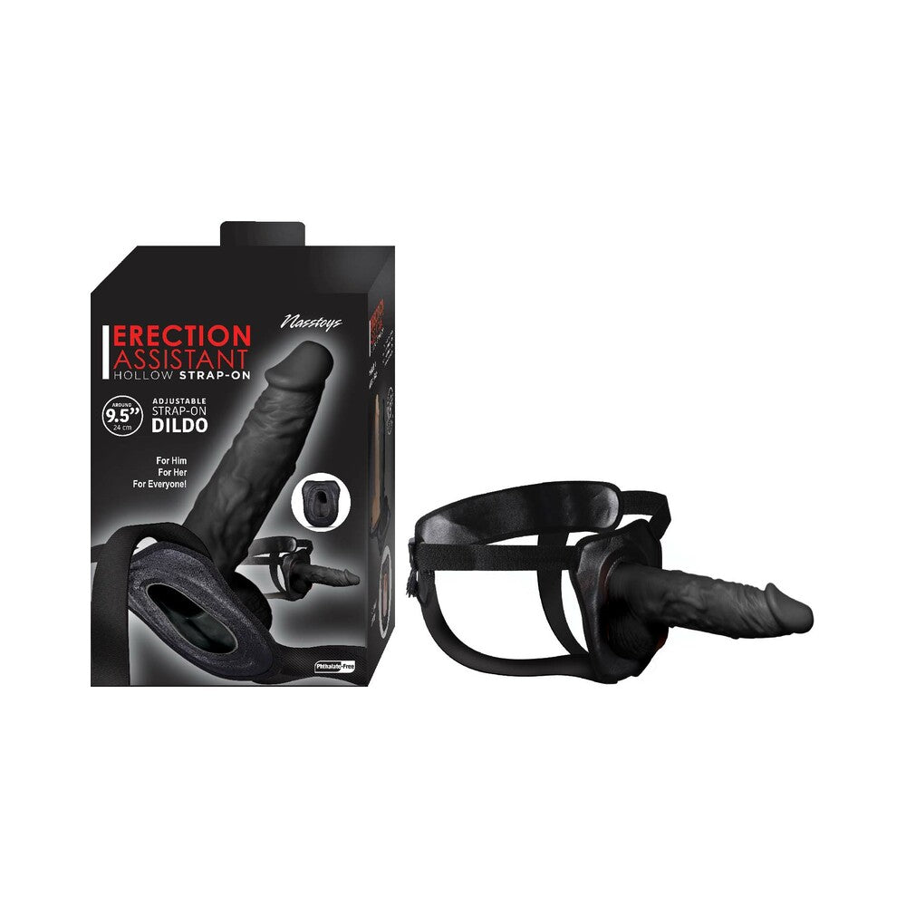 Erection Assistant Hollow Strap-On 9.5 in. Black - Fantasies Boutique