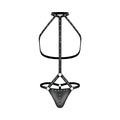 Male Power Fetish Gladiator High-Neck Strappy Body Harness Black L/XL