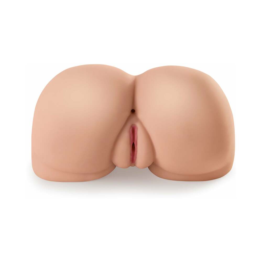 PDX Dirty Talk Interactive Fuck Me Silly Rechargeable Vibrating Dual-Entry Masturbator Beige - Fantasies Boutique