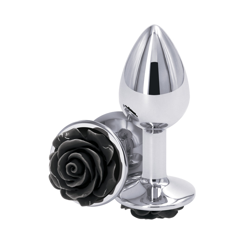 Rear Assets Rose Anal Plug Small Black - Fantasies Boutique