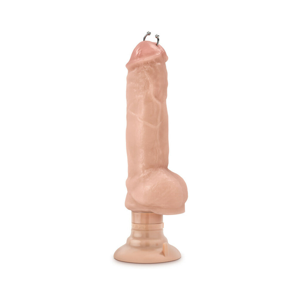 Loverboy Bad Boy Next Door Pierced 11 in. Vibrating Dildo with Balls Beige - Fantasies Boutique