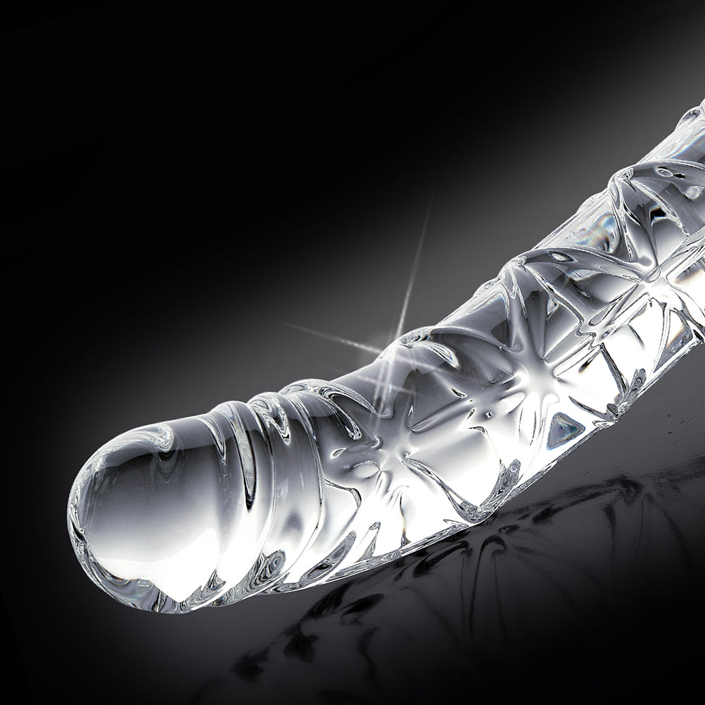 Icicles No. 60 Curved Ribbed 6.5 in. Glass Dildo Clear - Fantasies Boutique