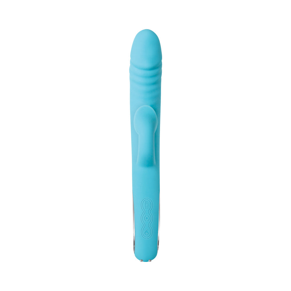 Evolved Triple Infinity Rechargeable Heating Suction Silicone Dual Stimulator Blue - Fantasies Boutique