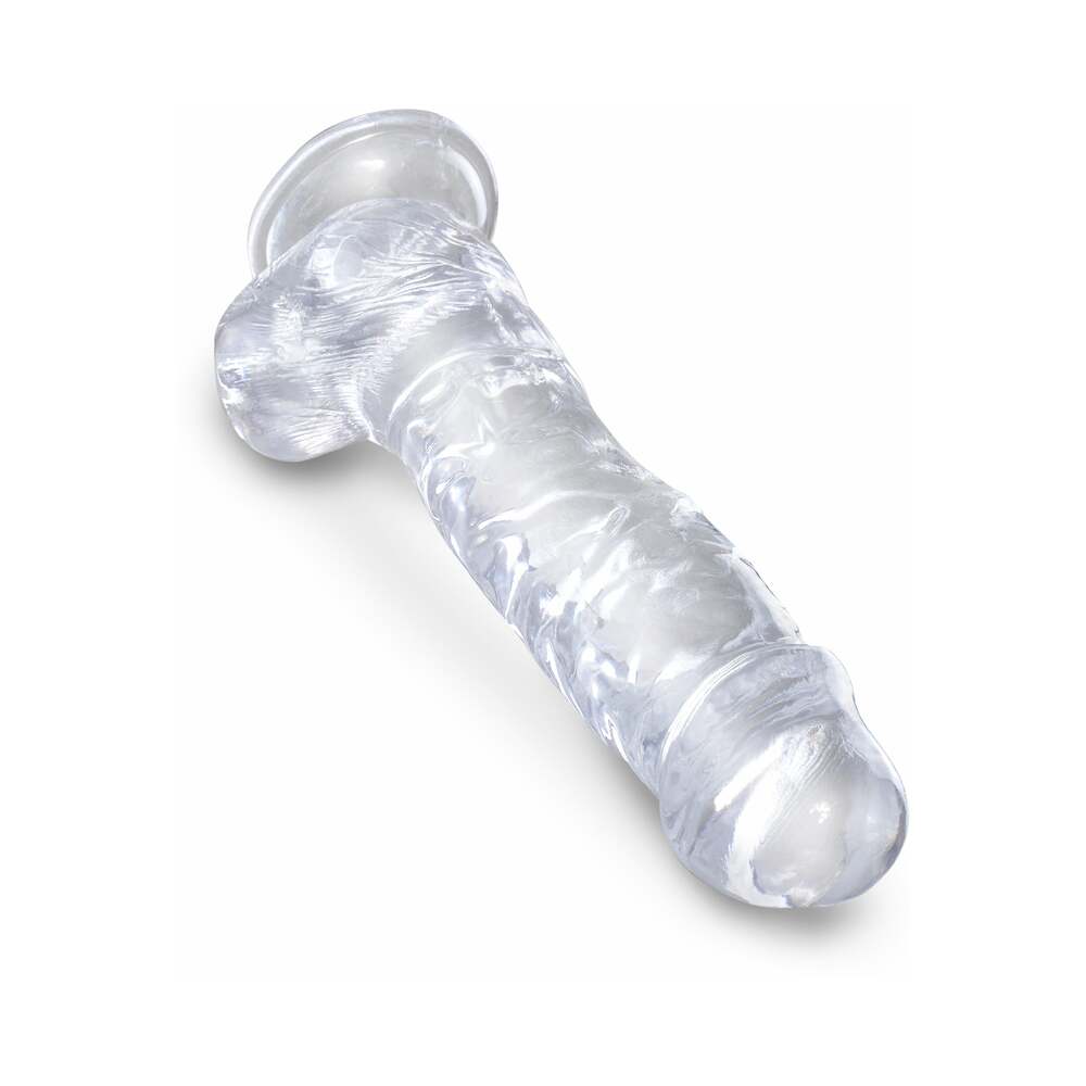 King Cock Clear 8 in. Cock With Balls Realistic Suction Cup Dildo - Fantasies Boutique