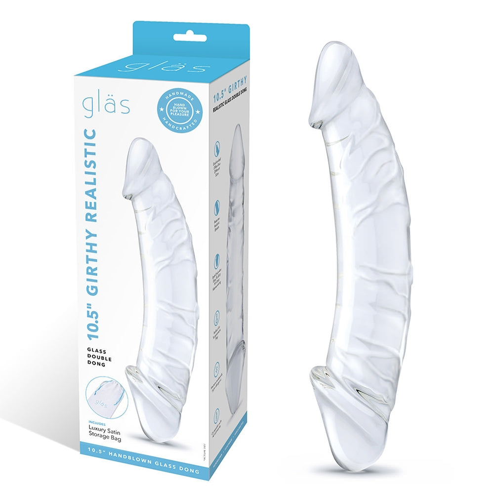 Glas 10.5 in. Girthy Realistic Glass Double Dong Dildo - Fantasies Boutique