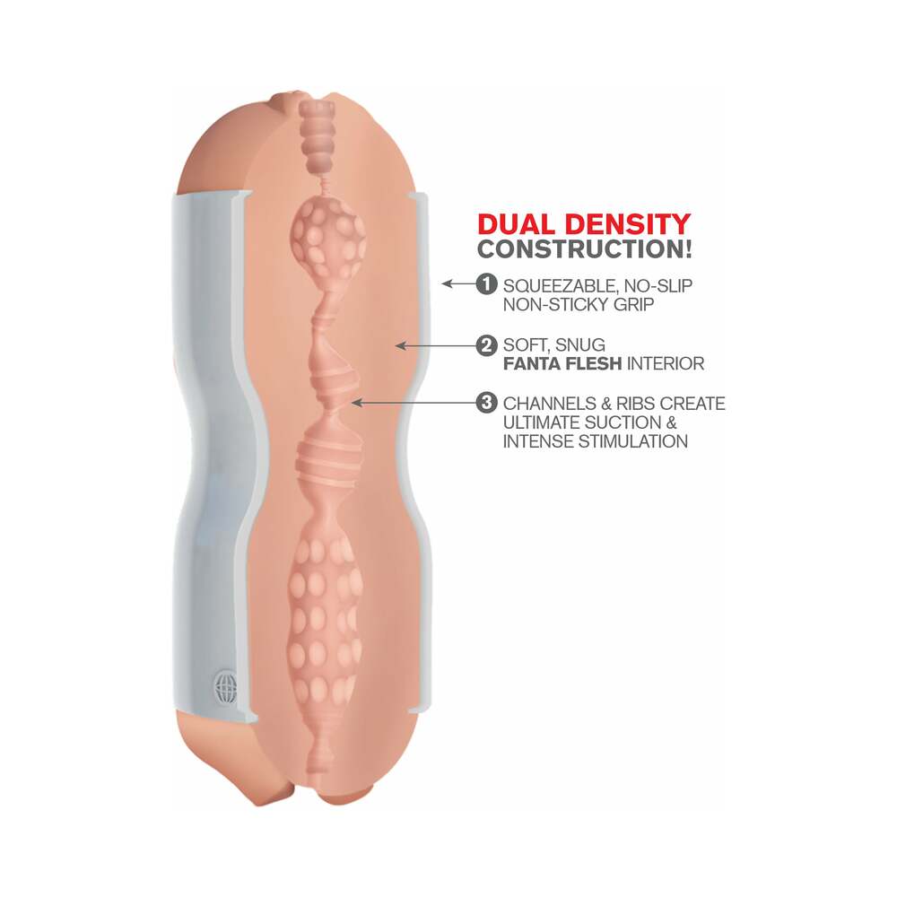 PDX Tight Grip Pussy & Mouth Dual Density Squeezable Masturbator Beige/White - Fantasies Boutique