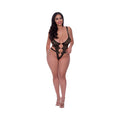 Magic Silk Rude Awakening Strappy Teddy Black Queen Size - Fantasies Boutique