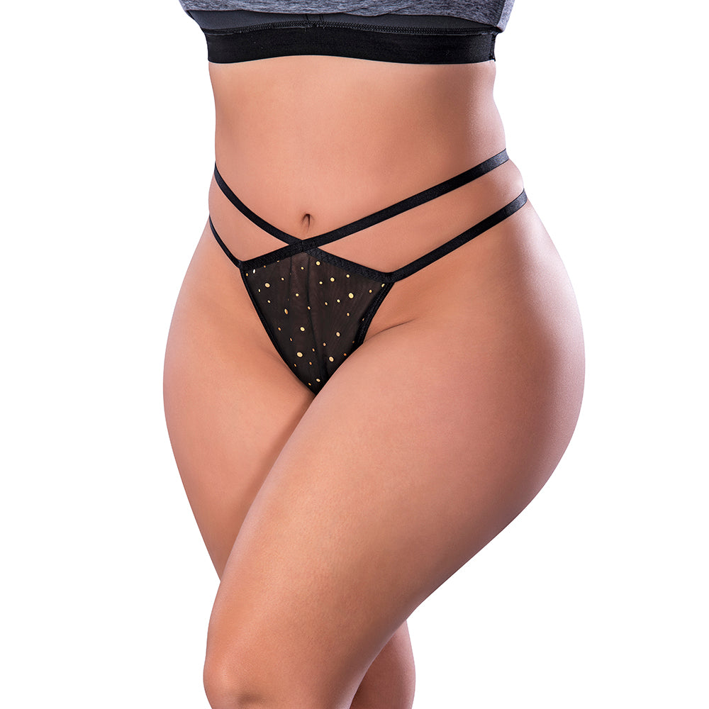 Magic Silk Glitz & Glam Split Crotch Thong Black Queen Size - Fantasies Boutique