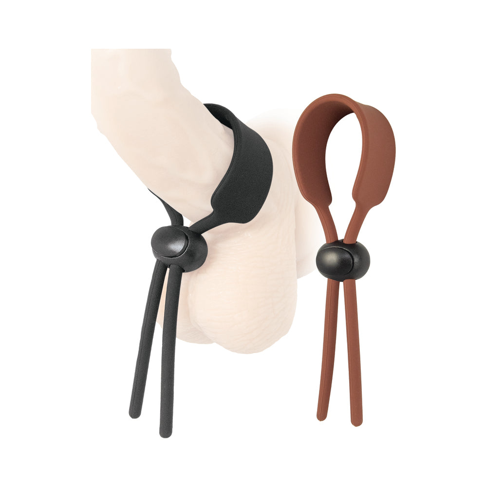 Cock Loops Adjustable Cock Ties Brown & Black - Fantasies Boutique