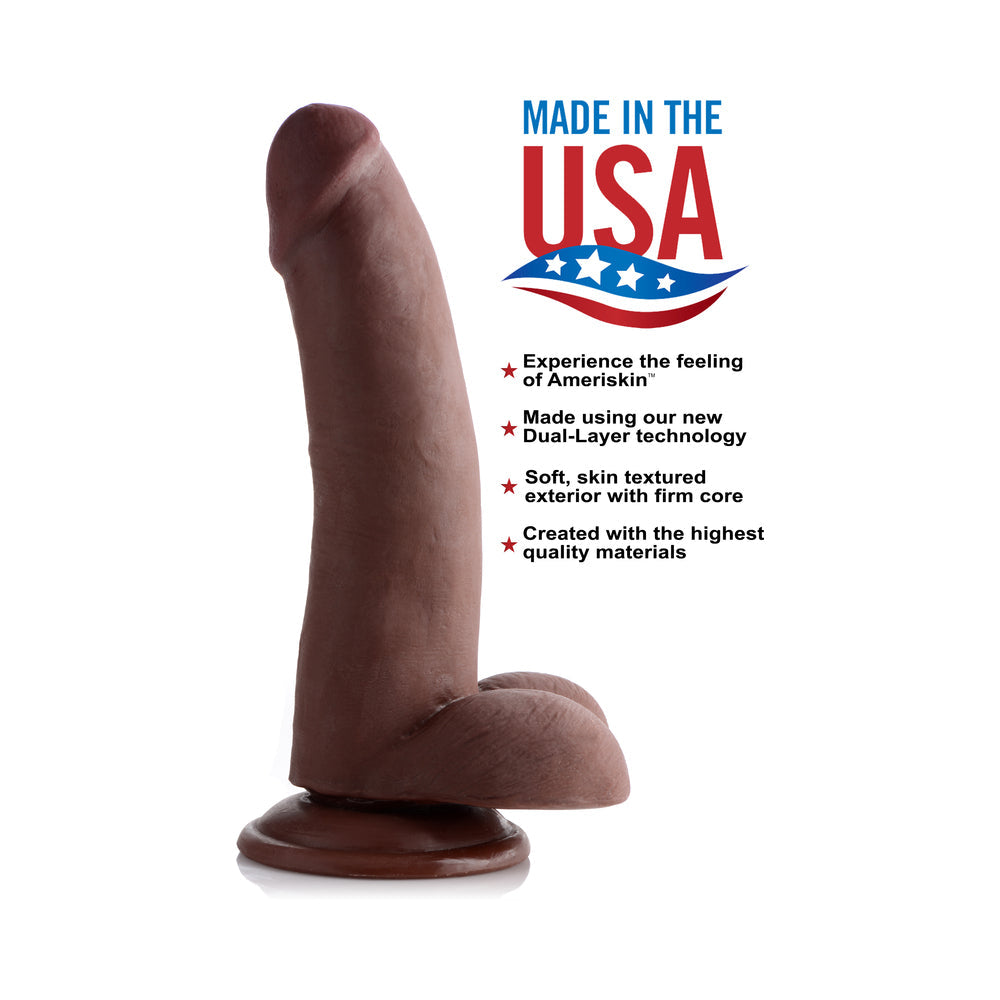 USA Cocks 8 in. Ameriskin Dual Density Dildo Dark