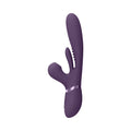VIVE KURA Rechargeable Thrusting Silicone G-Spot Vibrator with Flapping Tongue and Pulse Wave Stimulator Purple - Fantasies Boutique