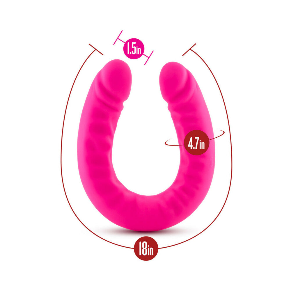 Blush Ruse Realistic 18 in. Silicone Slim Double Dong Dual Ended Dildo Hot Pink - Fantasies Boutique