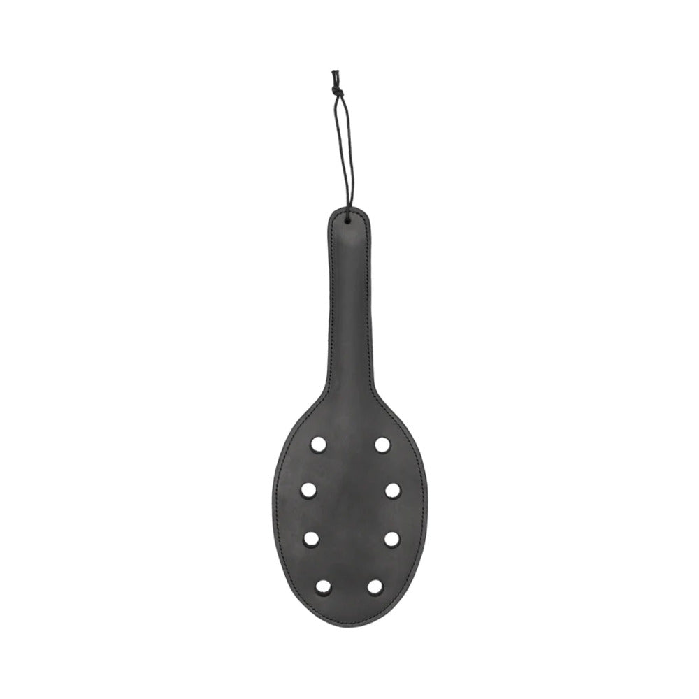 Ouch! Pain Saddle Leather 8-Hole Paddle Black - Fantasies Boutique
