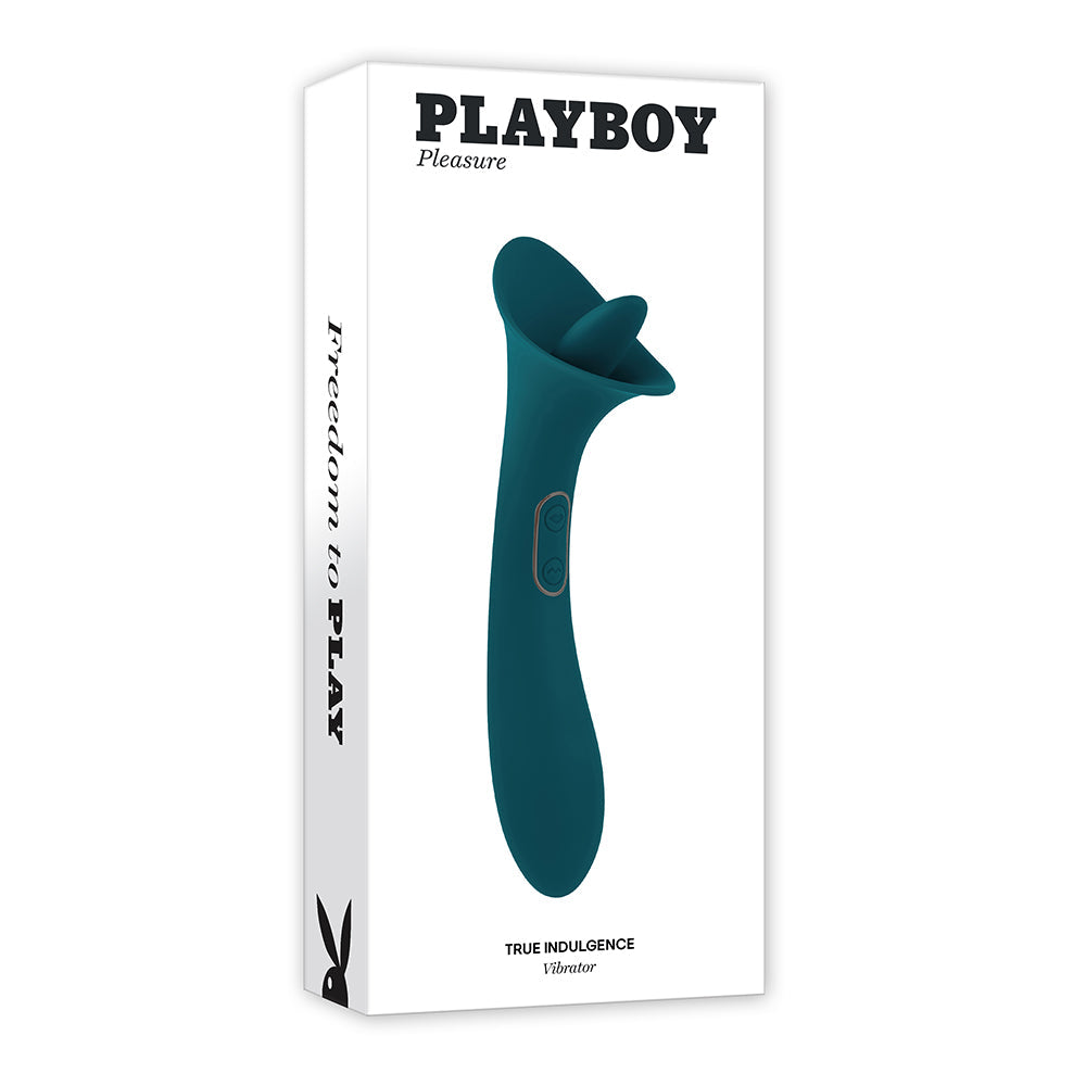 Playboy True Indulgence Rechargeable Dual Ended Silicone Flicking Vibrator Deep Teal - Fantasies Boutique
