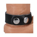 Rock Solid Adjustable Leather 3 Snap Cock Ring (Black) - Fantasies Boutique