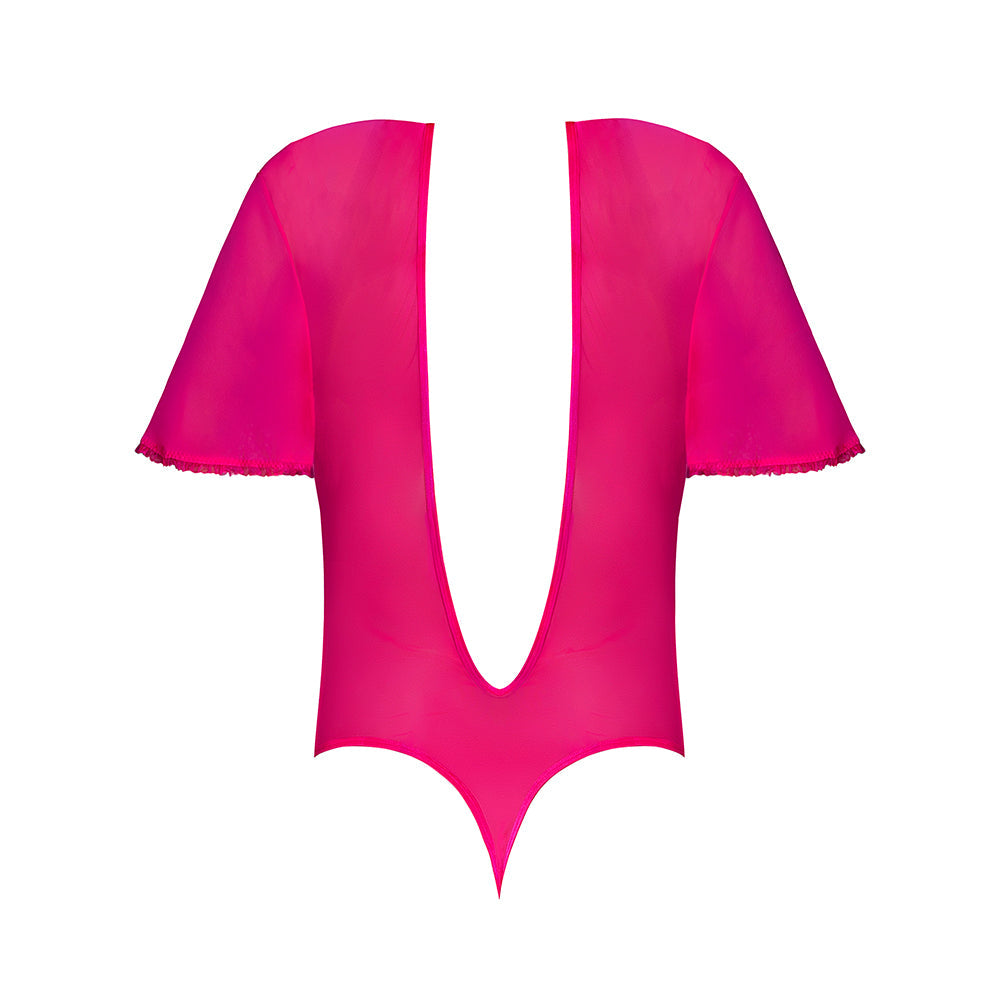 Magic Silk Pink Kink Flutter Sleeve Teddy Pink Glow S/M