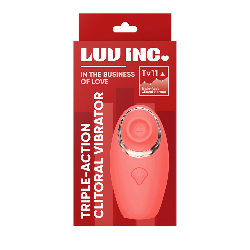 Luv Inc Tv11 Triple-Action Clitoral Vibrator Rechargeable Silicone 3-in-1 Stimulator Coral - Fantasies Boutique
