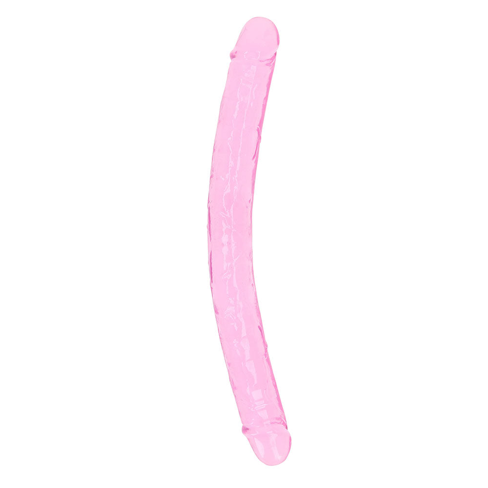 RealRock Crystal Clear Double Dong 18 in. Dual-Ended Dildo Pink - Fantasies Boutique