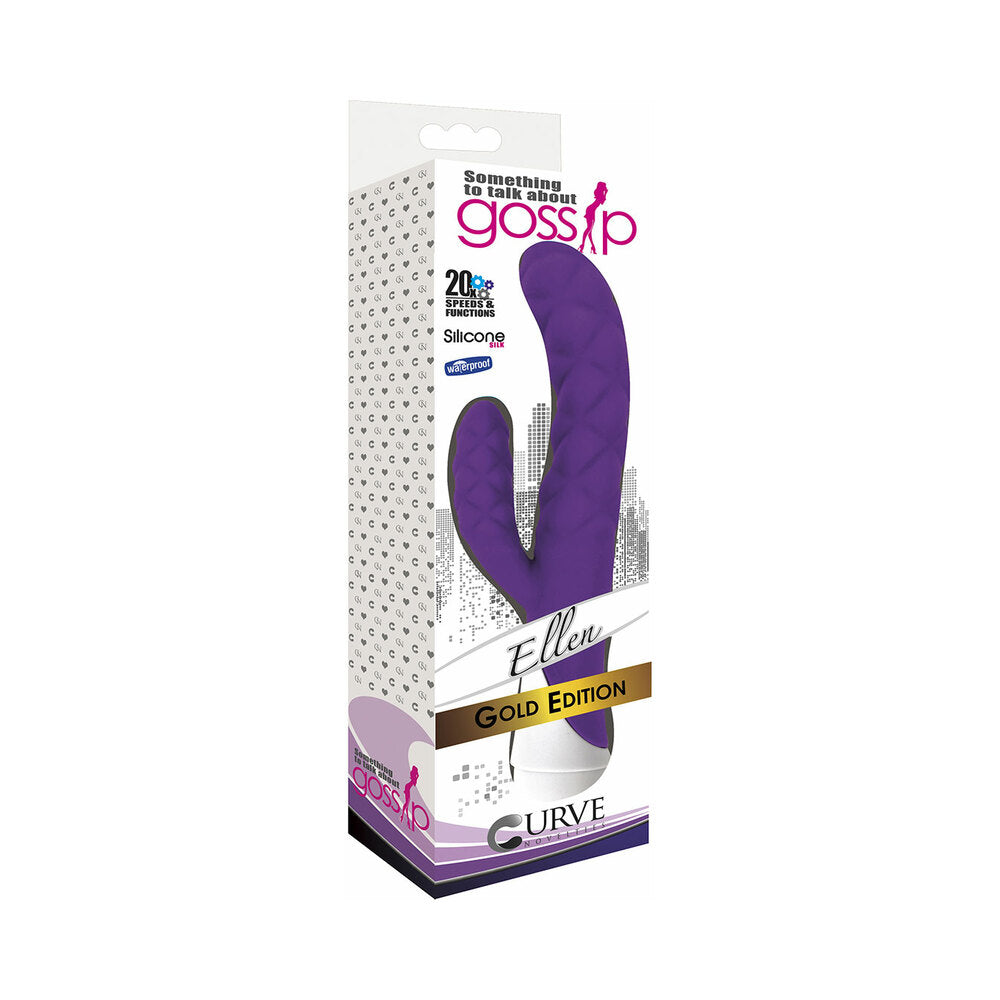 Curve Toys Gossip Ellen Waterproof Textured Silicone Flexible Dual Stimulation Vibrator Violet - Fantasies Boutique