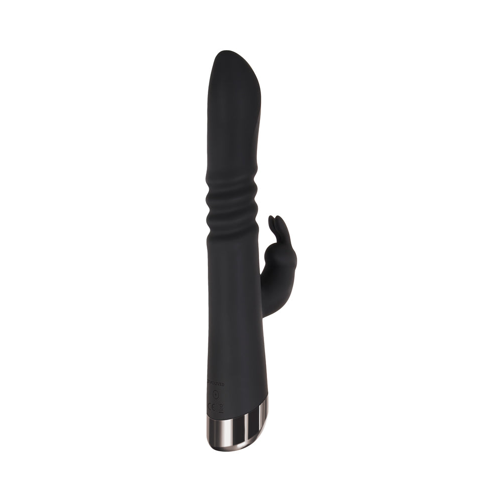 Evolved Rapid Rabbit Rechargeable Thrusting Silicone Vibrator Black - Fantasies Boutique