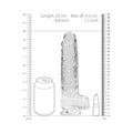 RealRock Crystal Clear Realistic 9 in. Dildo With Balls and Suction Cup Clear - Fantasies Boutique