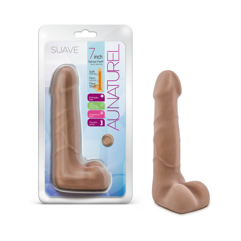 Blush Au Naturel Suave 7 in. Posable Dual Density Dildo with Balls Tan - Fantasies Boutique