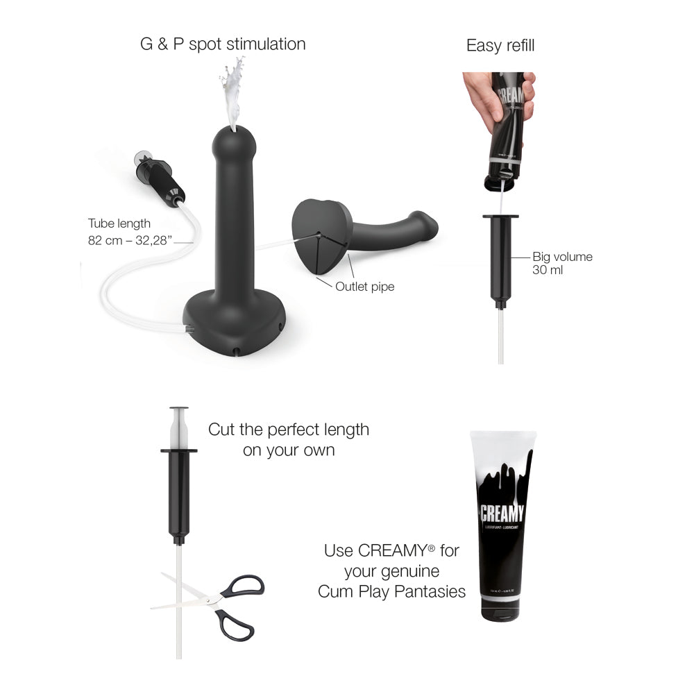 Strap-On-Me Squirting Cum Semi-Realistic Silicone Dildo Black S (fluid not included) - Fantasies Boutique