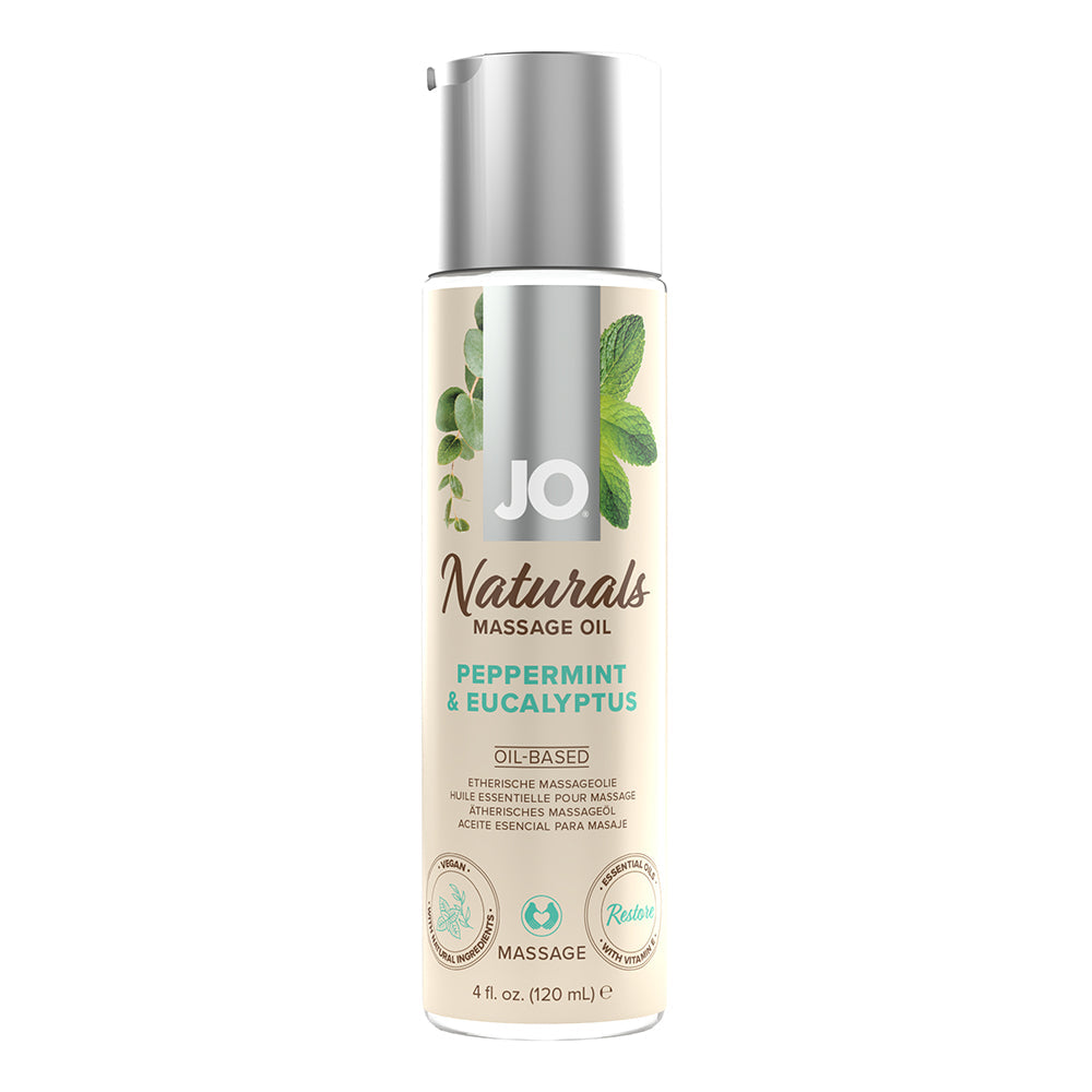 JO Naturals Massage Oil Peppermint & Eucalyptus 4 oz. - Fantasies Boutique