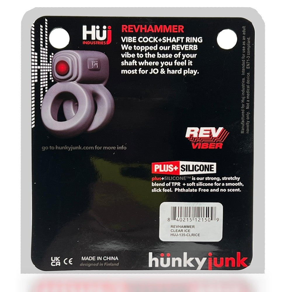 Hunkyjunk Revhammer Cock & Shaft Ring with Bullet Vibrator Tar Ice - Fantasies Boutique