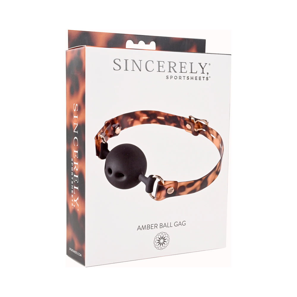 Sincerely, Sportsheets Amber Adjustable Silicone Breathable Ball Gag Tortoiseshell - Fantasies Boutique