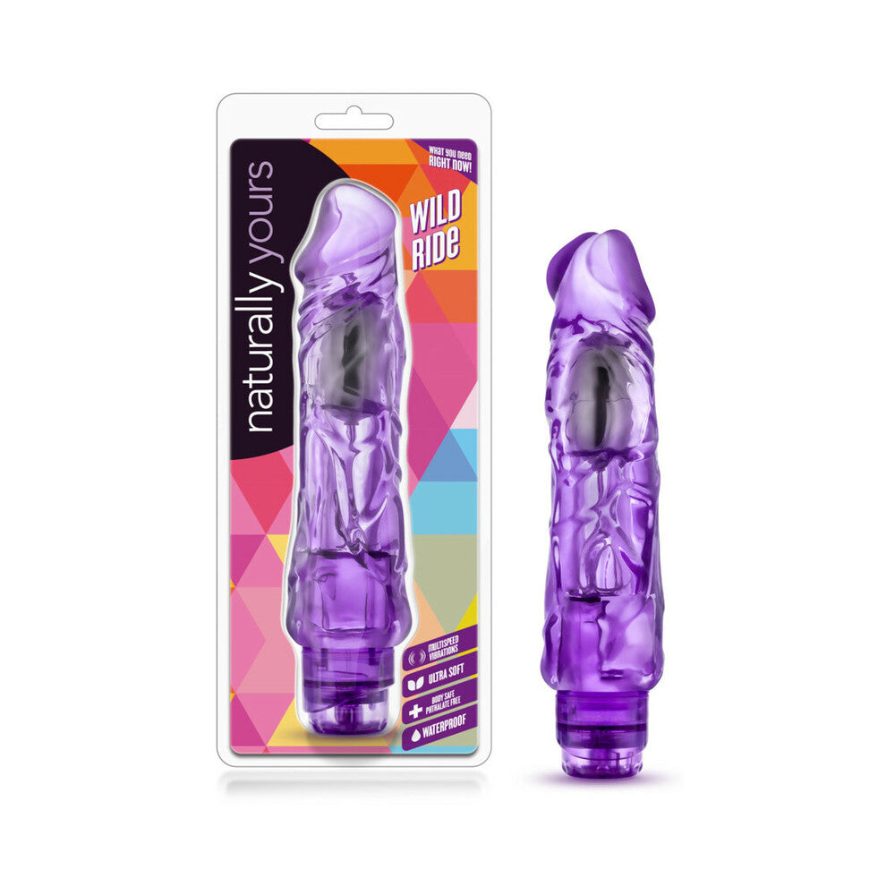Naturally Yours Wild Ride Realistic 9 in. Vibrating Dildo Purple - Fantasies Boutique