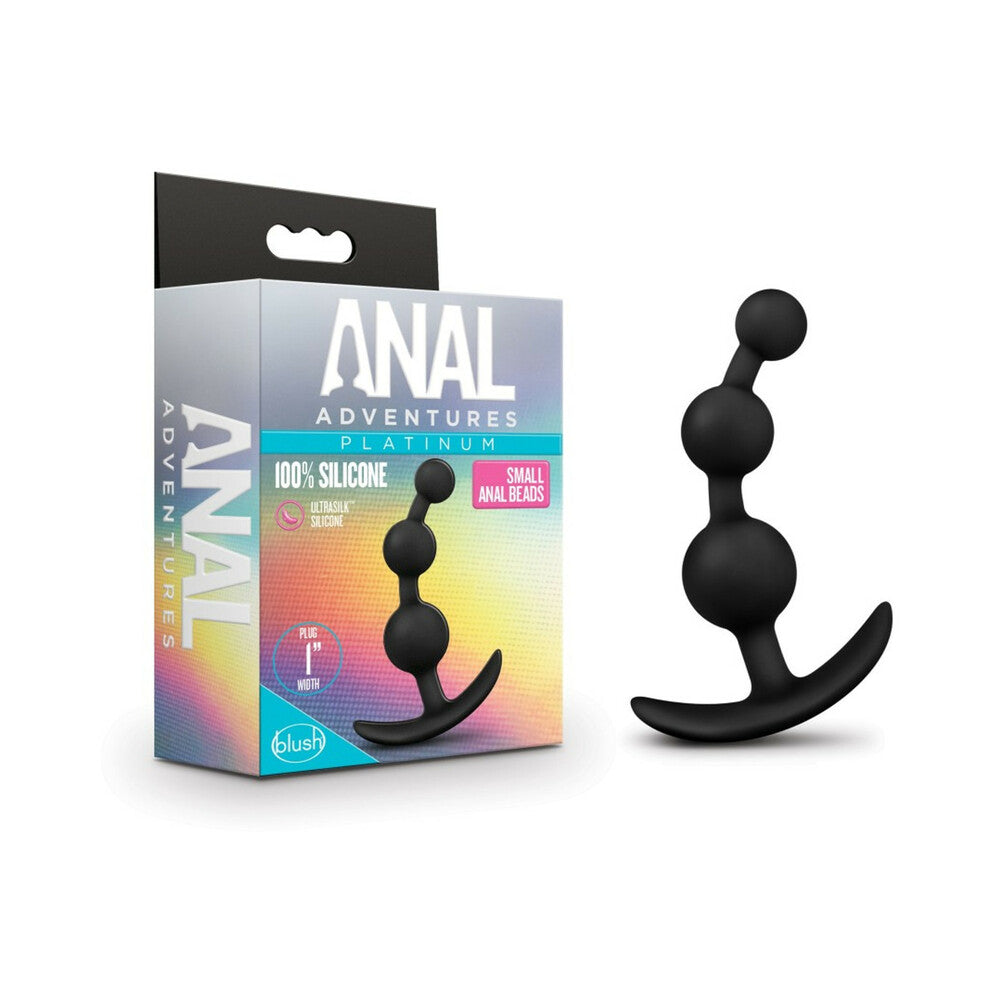 Anal Adventures Platinum Silicone Small Anal Beads Plug Black - Fantasies Boutique