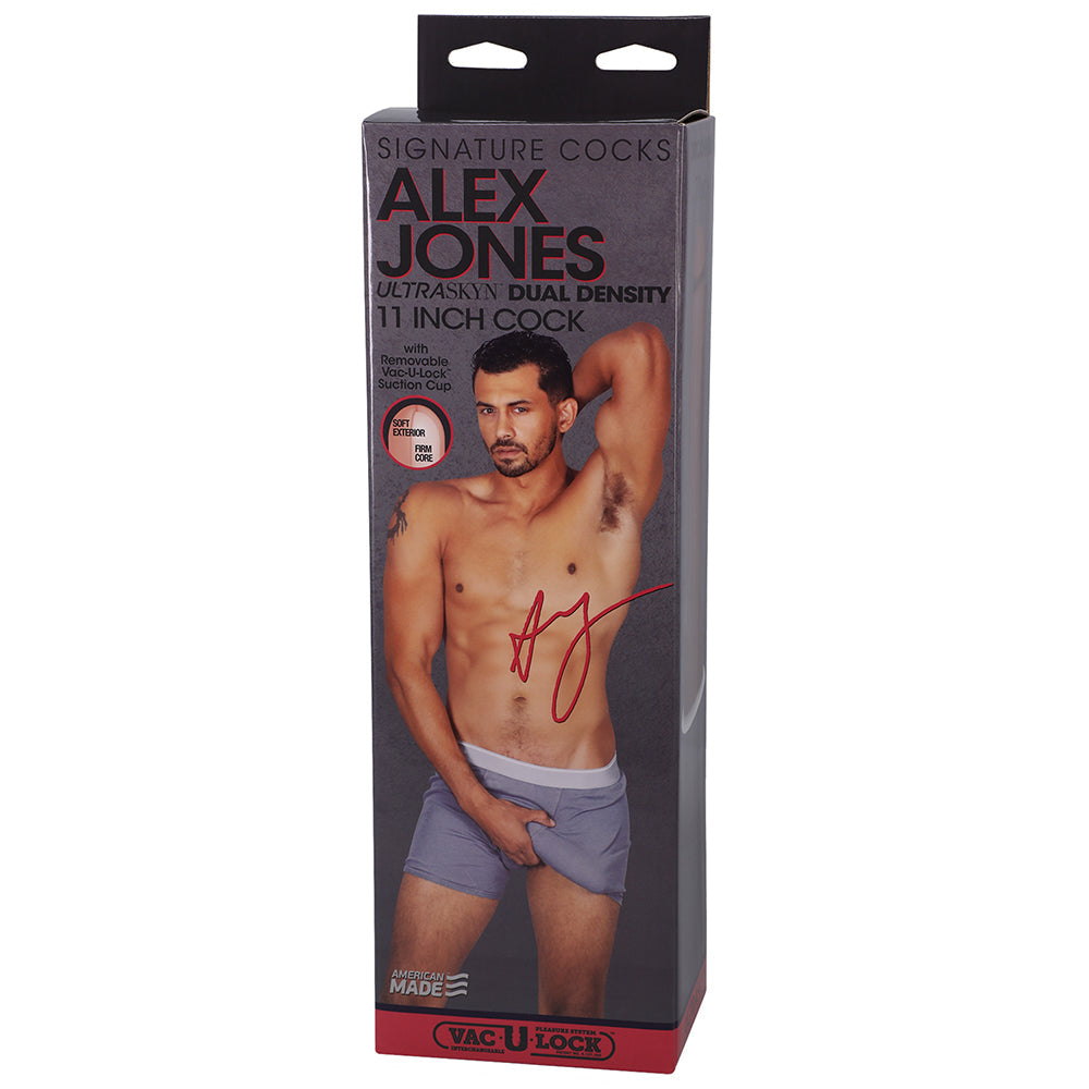 Signature Cocks Alex Jones ULTRASKYN 11 in. Dual Density Dildo with Removable Vac-U-Lock Suction Cup Tan - Fantasies Boutique