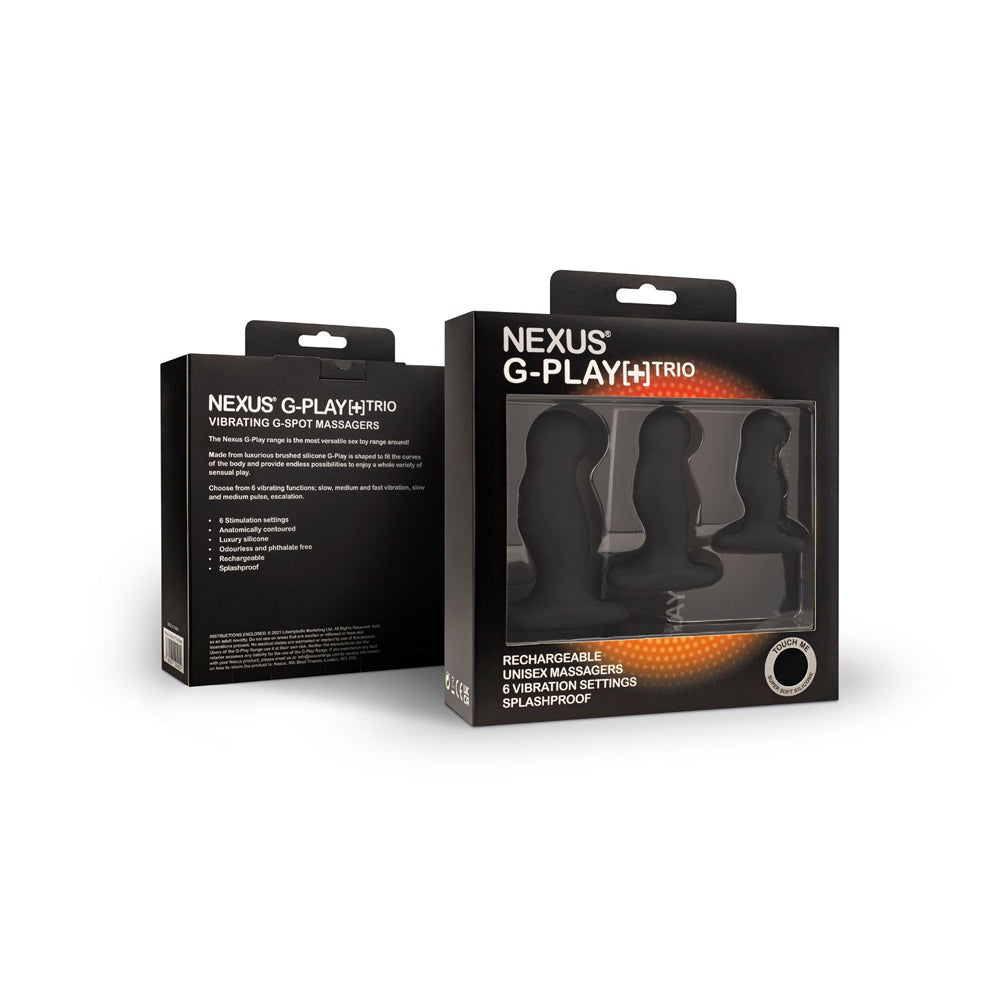 Nexus G-Play Trio+ Unisex Vibrator Pack S/M/L Sizes Black - Fantasies Boutique