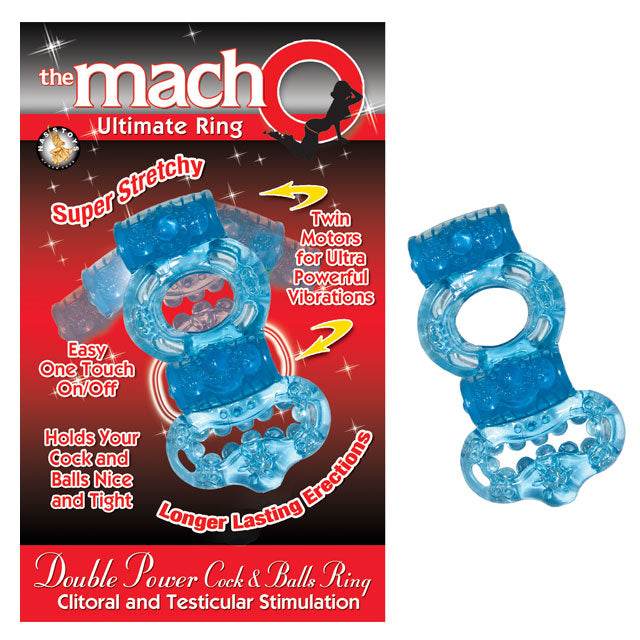 Macho 2X Power Cock & Balls Vibrating Ring (Blue) - Fantasies Boutique