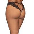 Dreamgirl Lace Tanga Open-Crotch Panty and Elastic Open Back Detail Black 2X Hanging - Fantasies Boutique