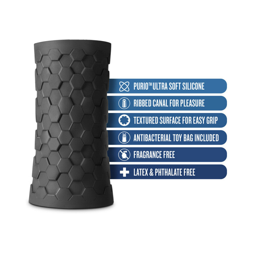 Blush M Elite Platinum Hekx Silicone Stroker Black - Fantasies Boutique