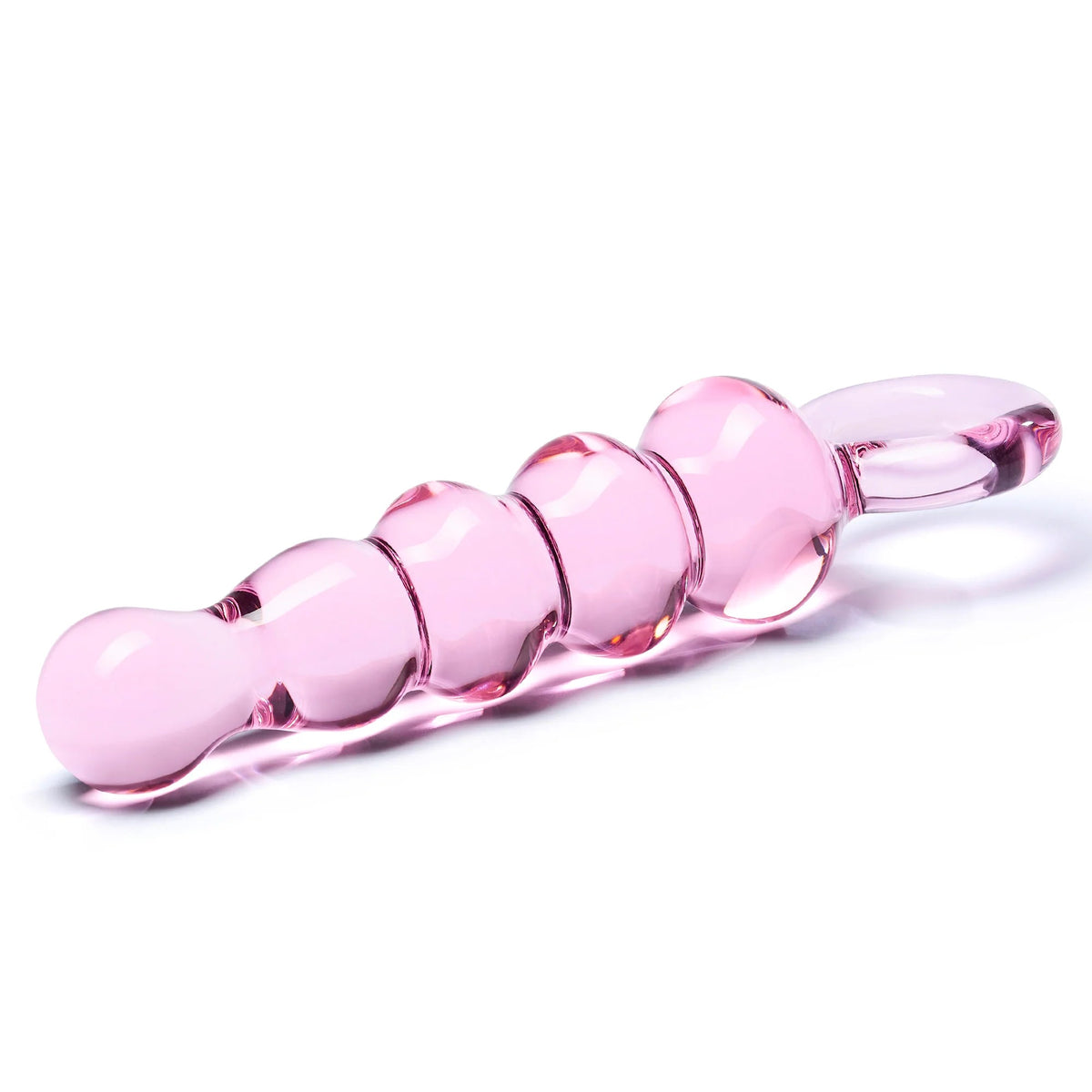Glas 7.5 in. Quintessence Beaded Anal Slider Glass Dildo with Ring Handle - Fantasies Boutique