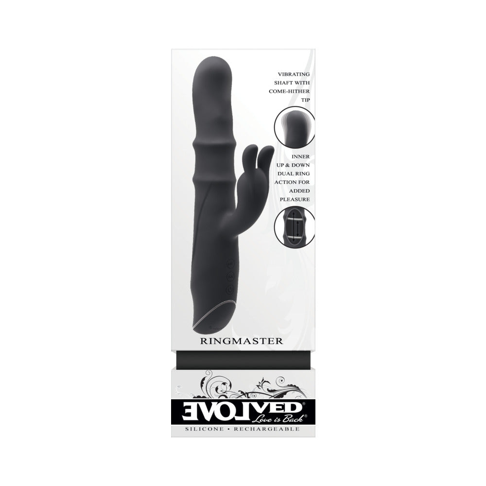 Evolved Ringmaster Rechargeable Dual Stim Vibe Silicone Black - Fantasies Boutique