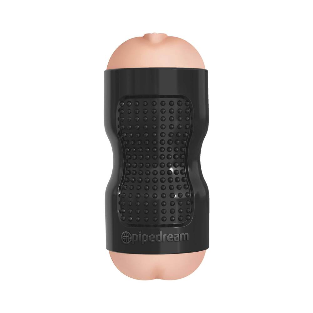 PDX Tight Grip Pussy & Ass Dual Density Squeezable Masturbator Beige/Black - Fantasies Boutique