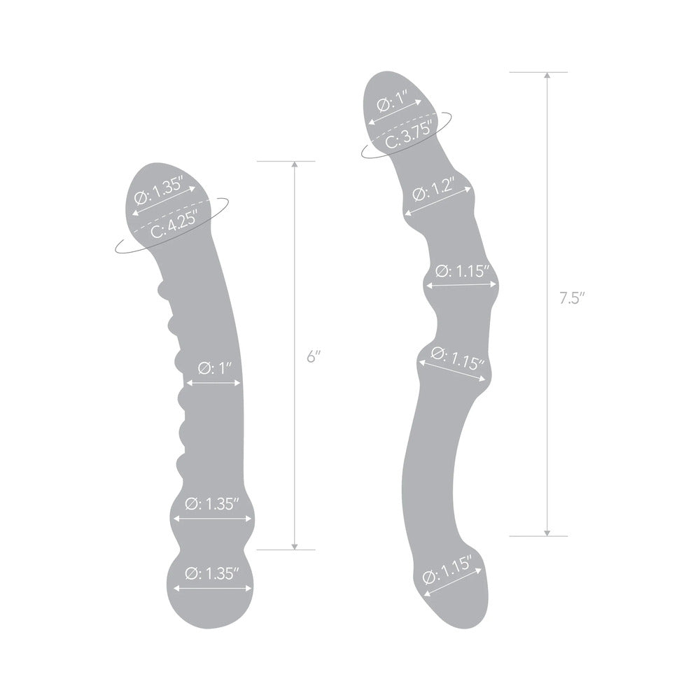 Glas 2-Piece Double Pleasure Glass Dildo Set - Fantasies Boutique