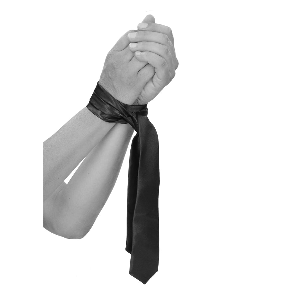 Ouch! Black & White Satin Bondage Tie Black - Fantasies Boutique