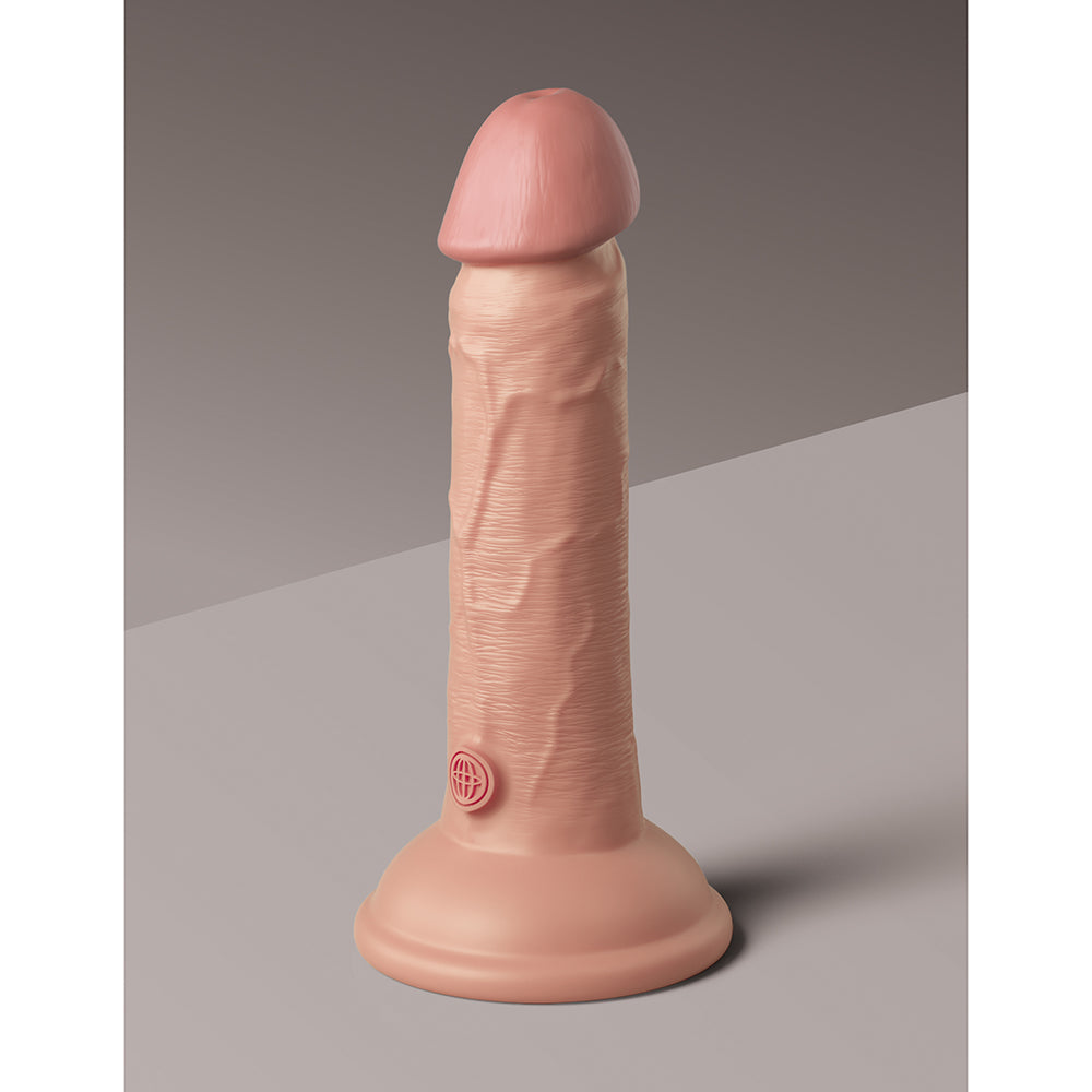 King Cock Elite 6 in. Vibrating Realistic Dildo With Suction Cup Beige - Fantasies Boutique